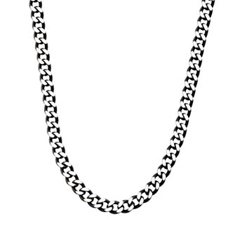 DANTE Men's Black Stainless Steel Diamond-Cut Chain Necklace
