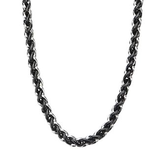 DANTE Men's Stainless Steel & Black Wheat Chain Necklace