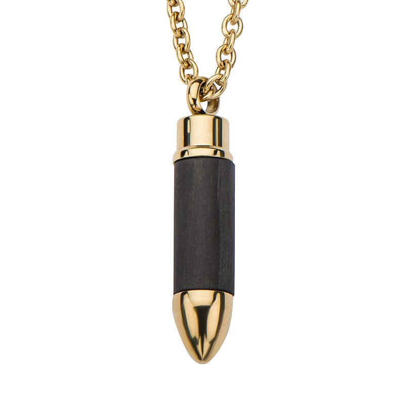 Mens Carbon Graphite Bullet Pendant Necklace, Size: 22