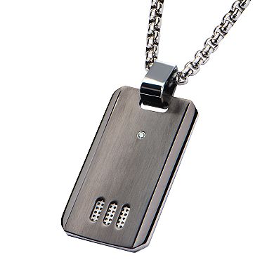 Men's DANTE Stainless Steel Cubic Zirconia Dog Tag Pendant Necklace