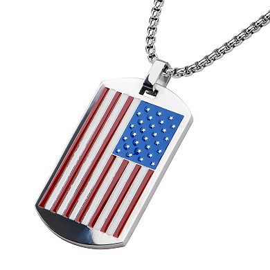 Men's American Flag Dog Tag Pendant Necklace