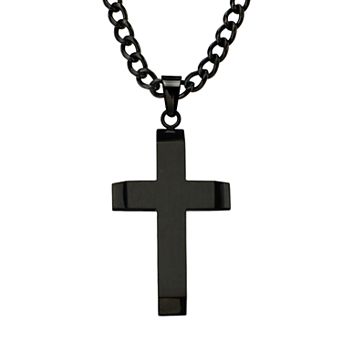 DANTE Men's Stainless Steel Black Cross Pendant Necklace