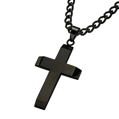 Men's Stainless Steel Black Cross Pendant Necklace