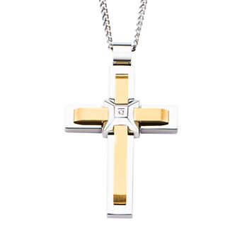 DANTE Men's Two-Tone Cross Pendant Necklace