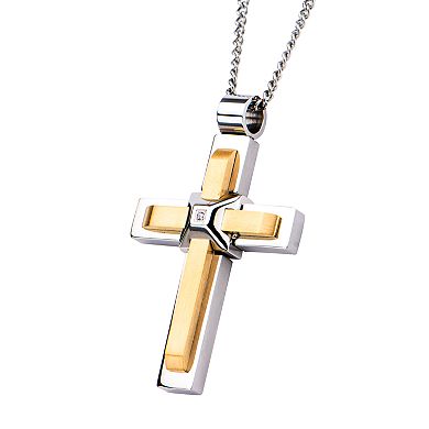 Men's Two-Tone Cross Pendant Necklace