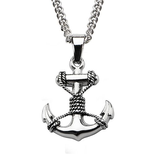 Men's Stainless Steel Anchor Pendant Necklace