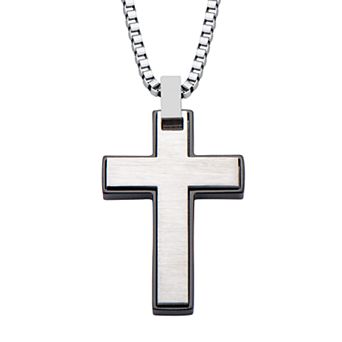 DANTE Men's Black Stainless Steel Cross Pendant Necklace
