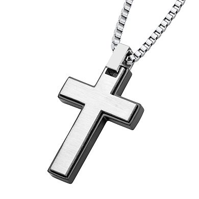 Men's Black Stainless Steel Cross Pendant Necklace