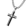 Men's Black Plated Stainless Steel Cross Pendant Necklace