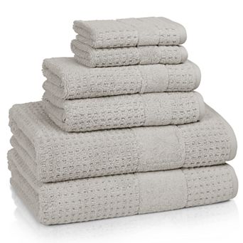 Cassadecor Turkish Checkered Textured 6 pc Bath Towel Set