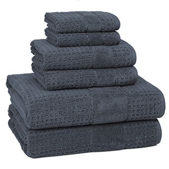 Cassadecor Turkish Checkered Textured 6 pc Bath Towel Set