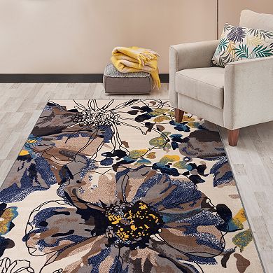 World Rug Gallery Avora Floral Cream Area Rug