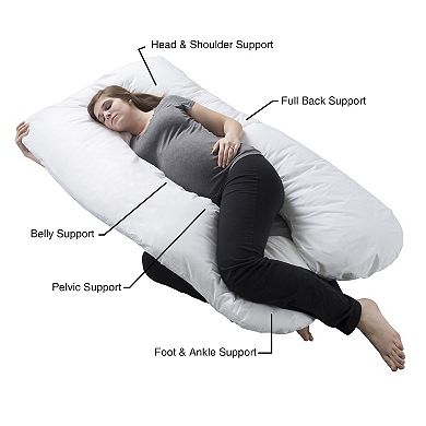 LHC 7-in-1 Full Body Jumbo Pillow with Removable Cover & Comfortable U-Shape