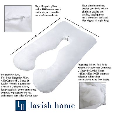 LHC 7-in-1 Full Body Jumbo Pillow with Removable Cover & Comfortable U-Shape