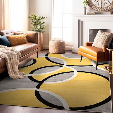 World Rug Gallery Toscana Contemporary Abstract Circles Rug