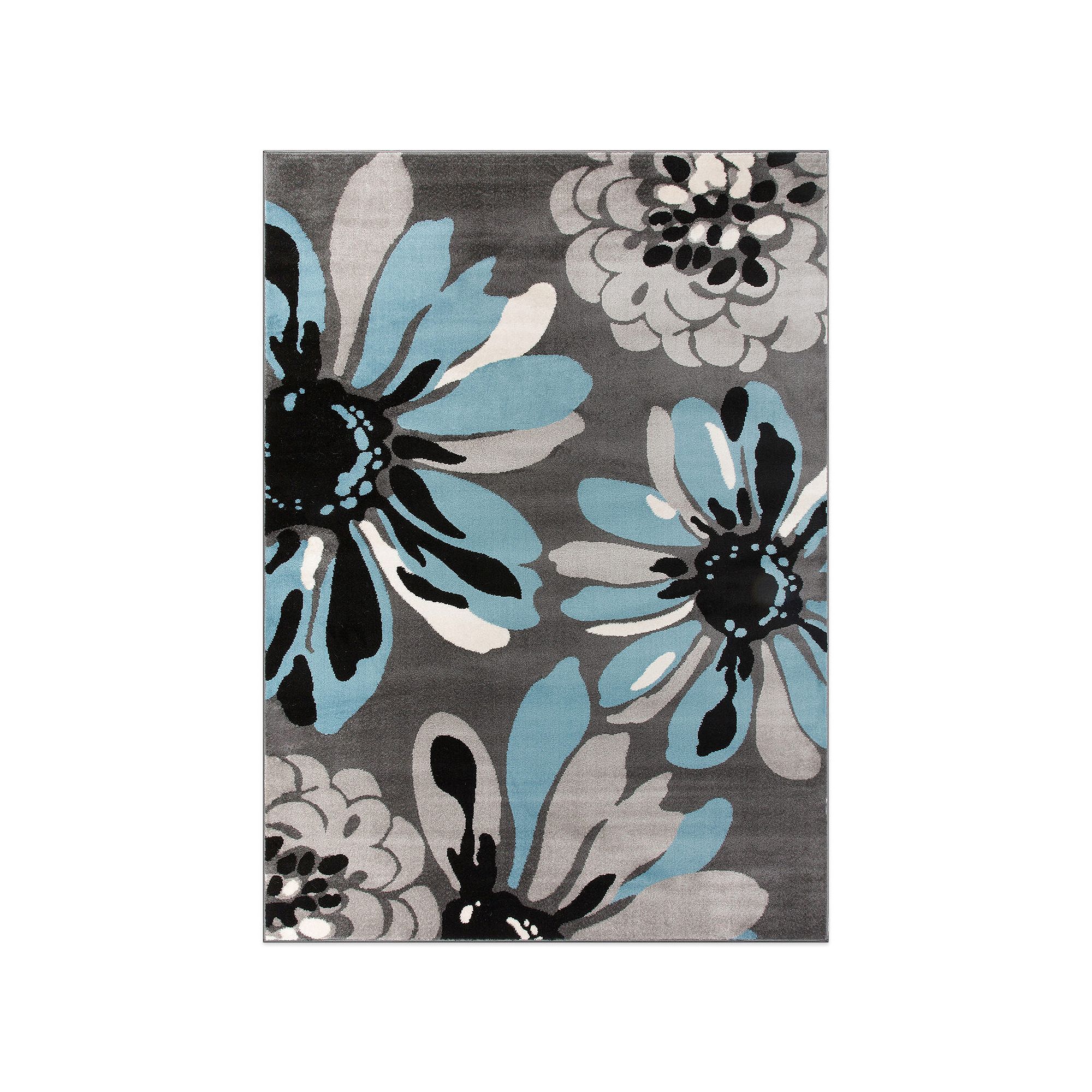 World Rug Gallery Toscana Modern Flowers Rug, Blue