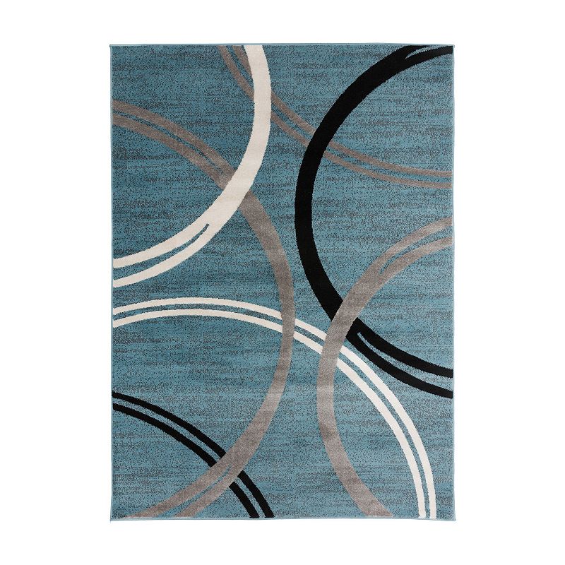 Modern Abstract Circles Design Area Rug 3'3" x 5' Blue