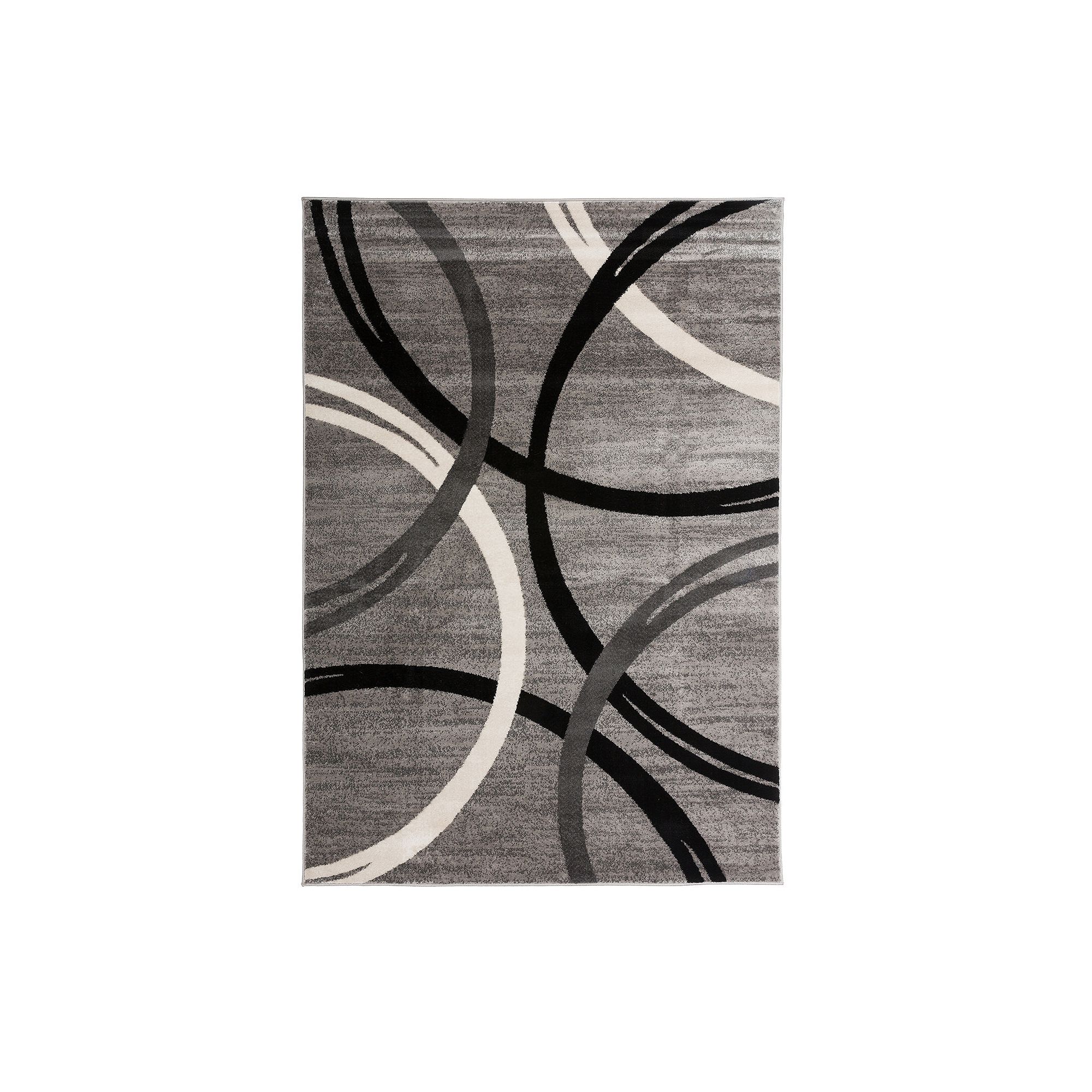 World Rug Gallery Toscana Modern Abstract Circles Rug, Gray