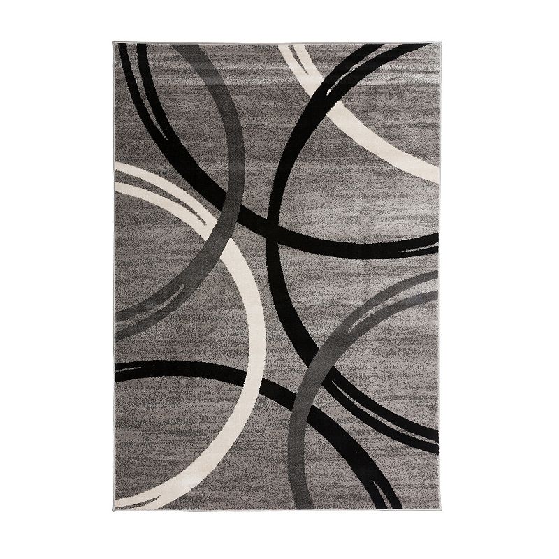 World Rug Gallery Toscana Modern Abstract Circles Rug, Grey, 8X10 Ft