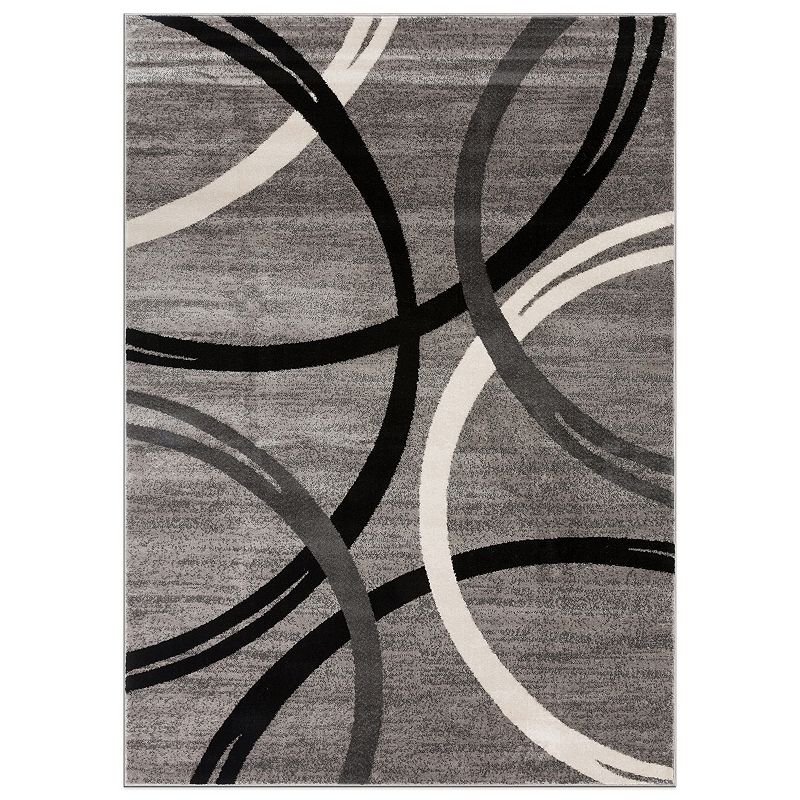 World Rug Gallery Toscana Modern Abstract Circles Rug, Grey, 8X10 Ft