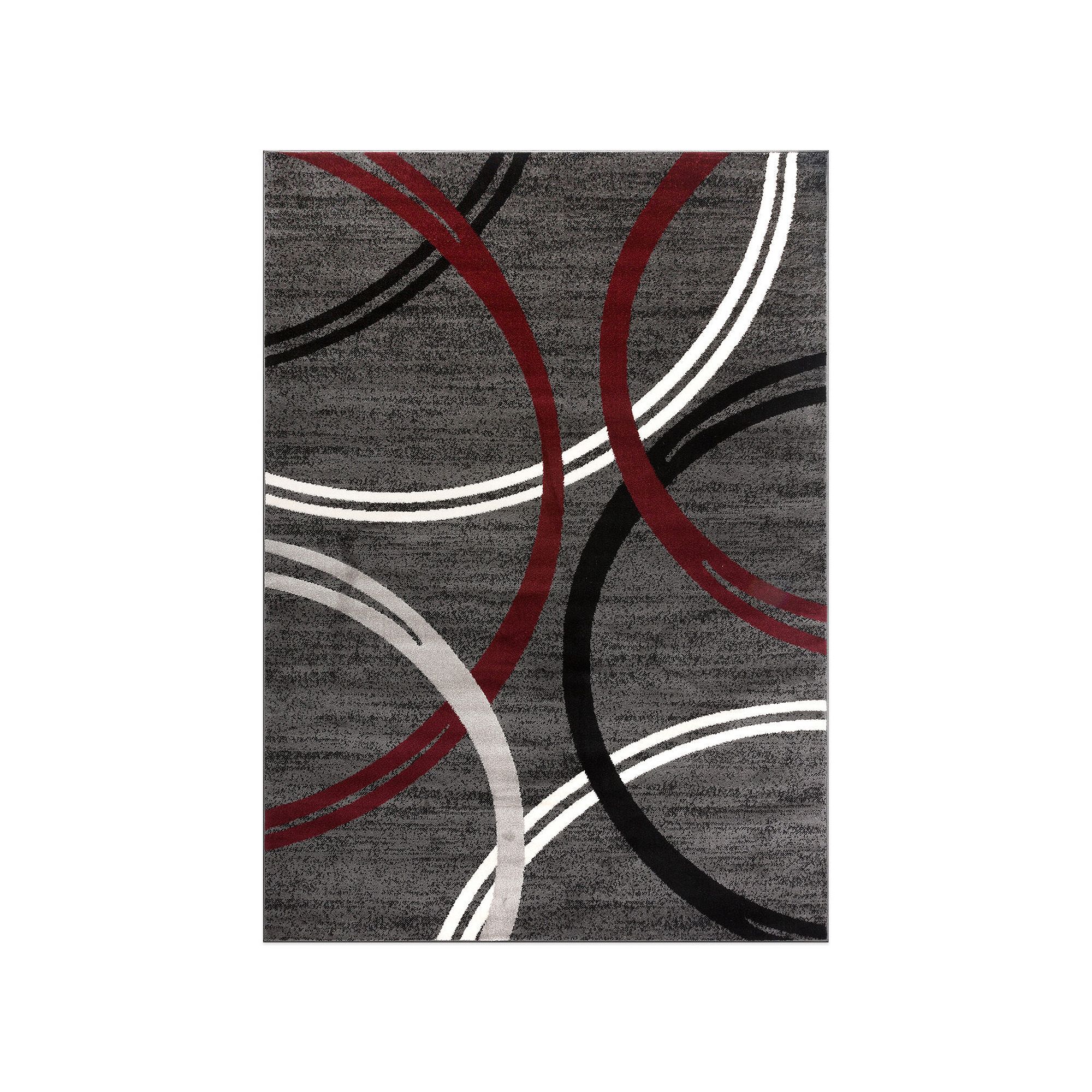 World Rug Gallery Toscana Modern Abstract Circles Rug, Red