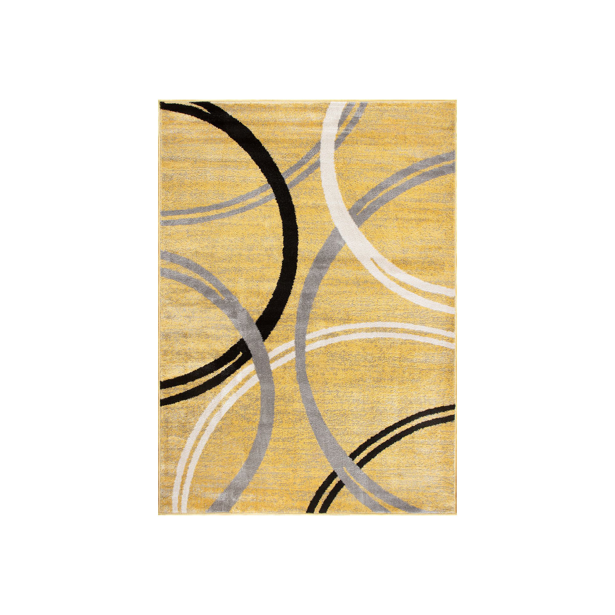 World Rug Gallery Toscana Modern Abstract Circles Rug, Yellow