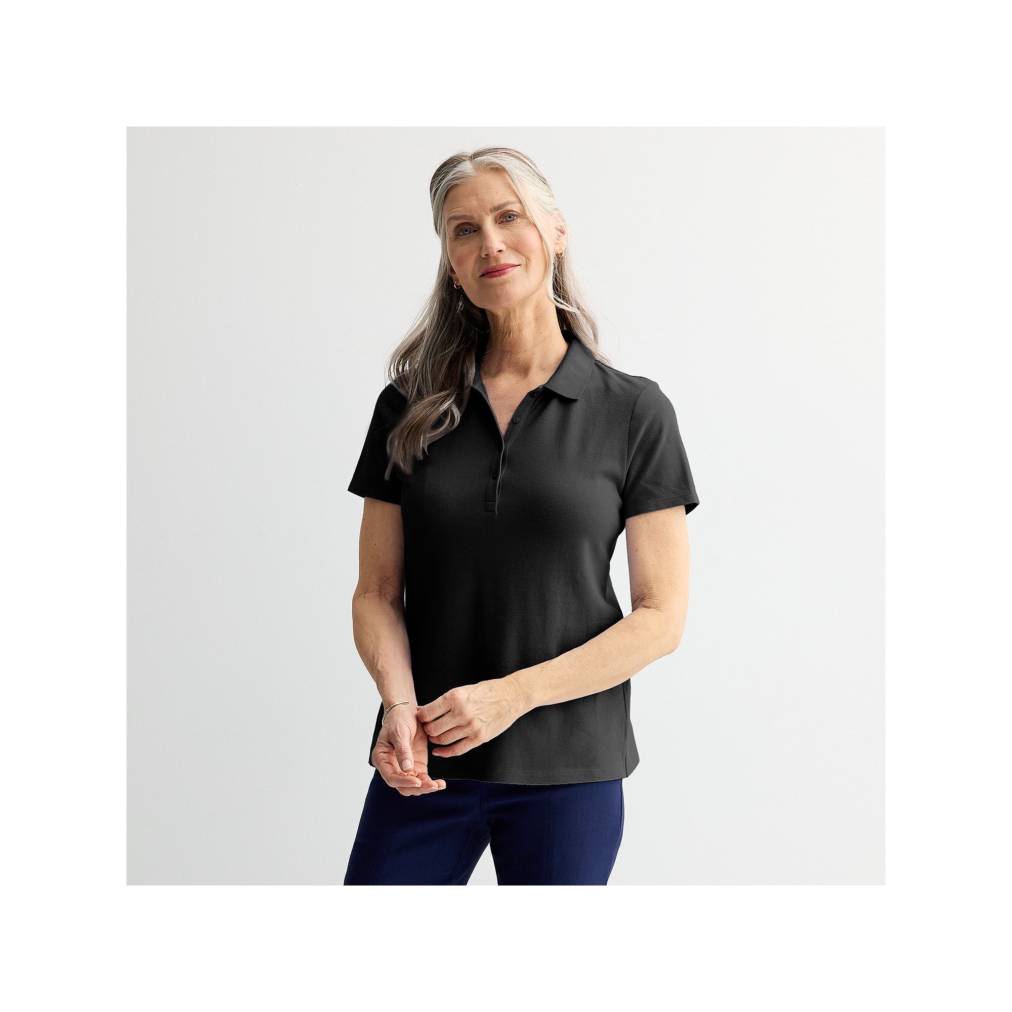 Womens Croft & Barrow® Essential Polo, Size: XS, Black