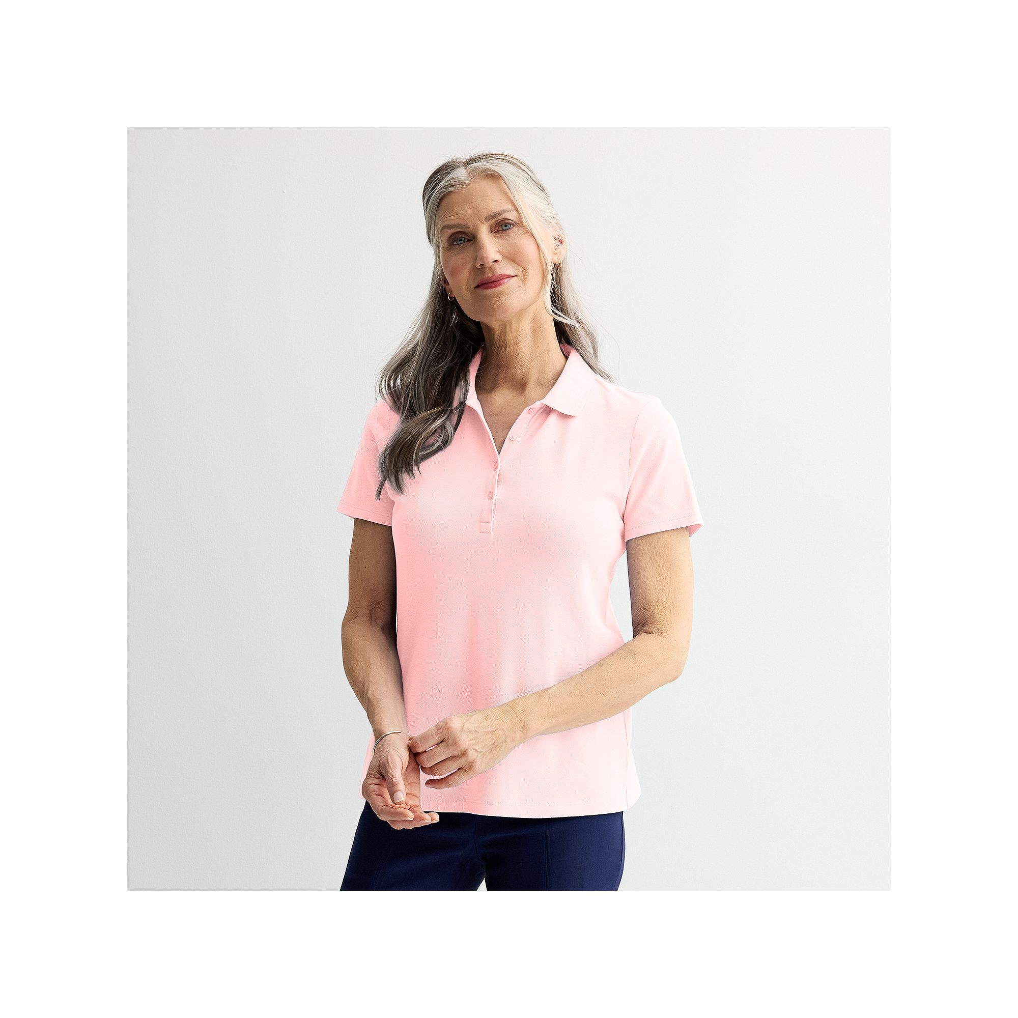 Womens Croft & Barrow® Essential Polo, Size: XS, Pink