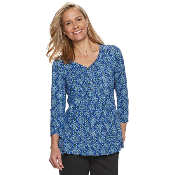 Women's Croft & Barrow® Smocked Henley Top