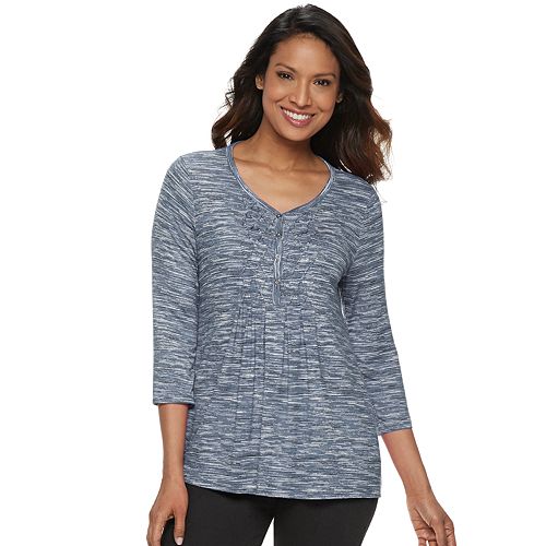 Women's Croft & Barrow Smocked Henley Top