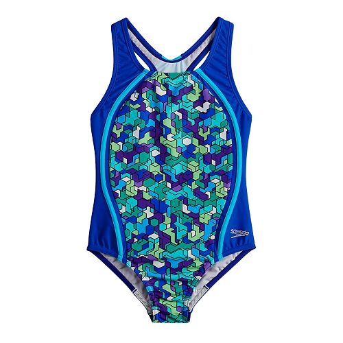 Girls 716 Speedo Printed Sport Splice OnePiece Swimsuit
