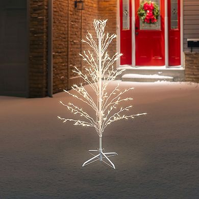 Northlight Seasonal 4-ft. White Pre-Lit Twig Indoor / Outdoor Artificial Christmas Tree