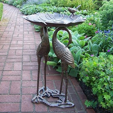 Oakland Living Crane Birdbath - Outdoor