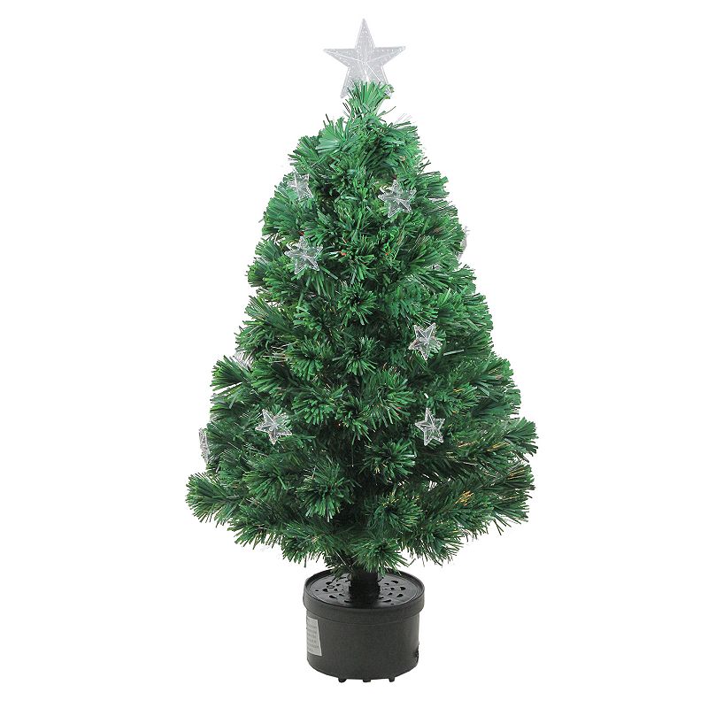 Northlight Seasonal 3 Pre-Lit Fiber Optic Artificial Christmas Tree with S