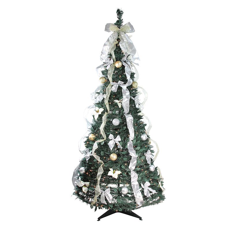 Northlight Seasonal 6-ft. Pre-Lit Pine Pop-Up Artificial Christmas Tree, Wh