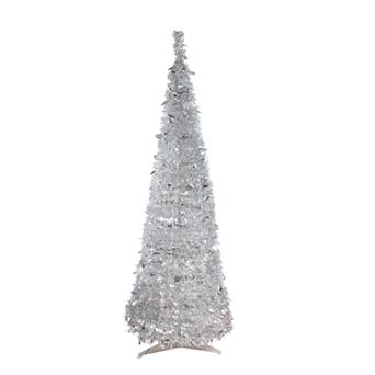 Northlight Seasonal 6-ft. Pre-Lit Silver Tinsel Pop-Up Artificial Christmas Tree