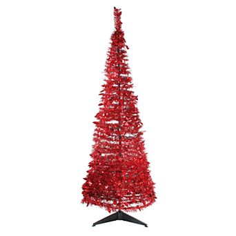Northlight Seasonal 6-ft. Pre-Lit Red Tinsel Pop-Up Artificial Christmas Tree
