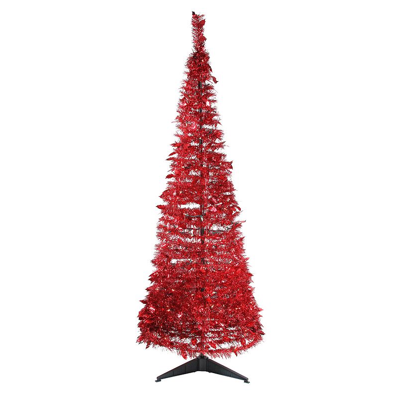 Northlight Seasonal 6-ft. Pre-Lit Red Tinsel Pop-Up Artificial Christmas Tr