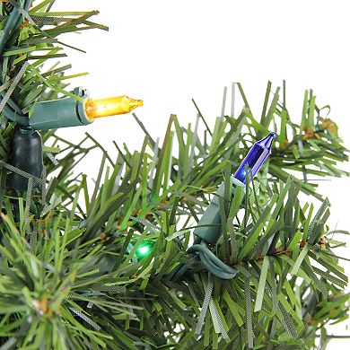 Northlight Seasonal 18" Pre-Lit Natural Two-Tone Canadian Pine Artificial Christmas Tree - Multi Lights
