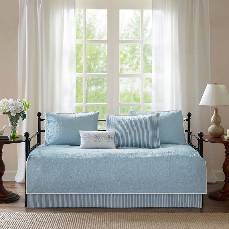 Madison Park 6-piece Brenna Daybed Set with Throw Pillow, Blue, DAYBED REG