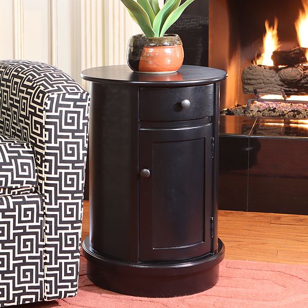 Decor Therapy Keaton Round Storage End, Round Accent Table With Storage