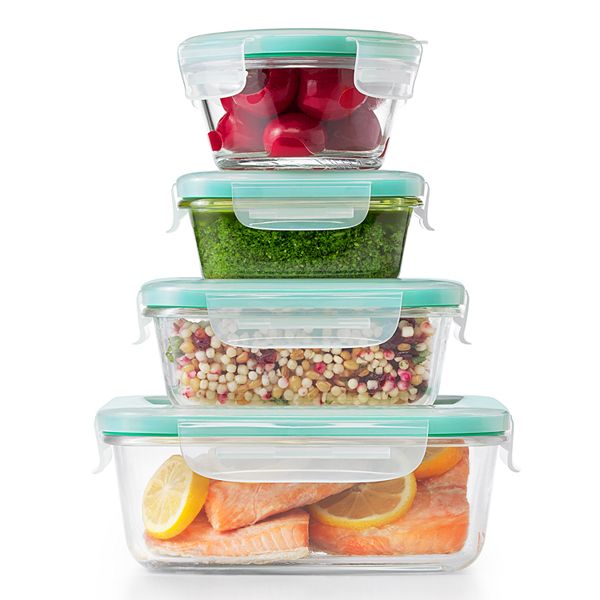 3 Piece Set Glass Food Storage Container Set w/ Stainless Steel Date Dial Lids 
