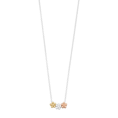 love this life Flower Girl TriTone Flower Sterling Silver Necklace