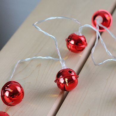 Northlight Seasonal 8 LED Red Jingle Bell with Star Cut-Outs Battery Operated Christmas Lights