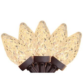 Northlight Seasonal 100 White Faceted LED C7 Brown Wire Christmas Lights