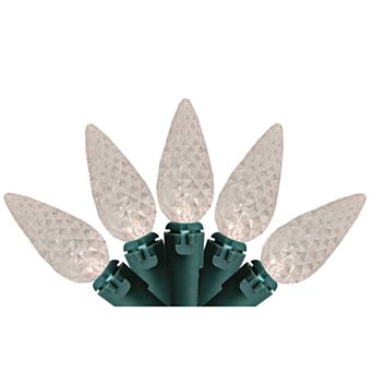 Northlight Seasonal 70 Warm White Faceted LED C6 Green Wire Christmas Lights