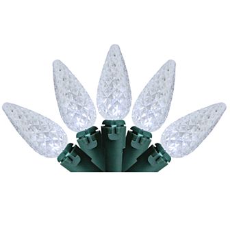Northlight Seasonal 70 Pure White Faceted LED C6 Green Wire Christmas Lights