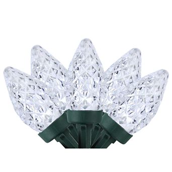 Northlight Seasonal 100 White Faceted LED C7 Green Wire Christmas Lights