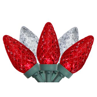 Northlight Seasonal 100 Red & White Faceted LED C9 Christmas Lights