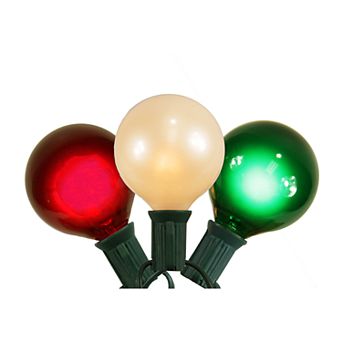 Northlight Seasonal 15 Red, White & Green Satin G50 Globe Christmas Lights